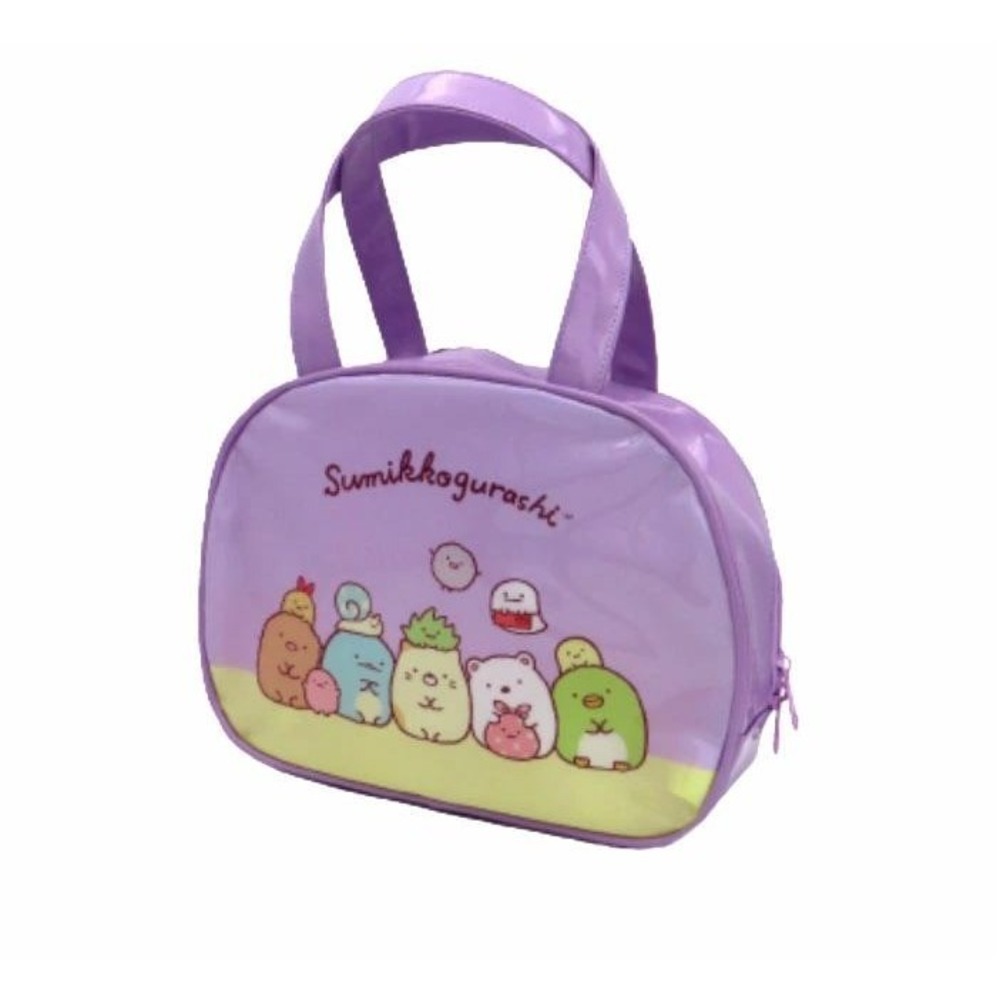 Sumikko Gurashi Vinyl Boston Bag Purple San-X Japan Tote Kawaii Pastel NWT
